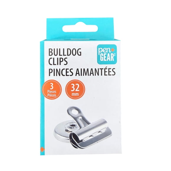 Pen+Gear 3 Count 32mm Refrigerator Magnets Clips Heavy Duty, for Whiteboard, Magnets for Fridge Locker Office Accessories Silver