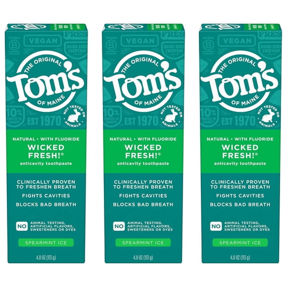 Tom's of Maine Wicked Fresh! Dentifrice Naturel Anti-Carie, avec Fluorure, Lot de 3, 4,0 Oz