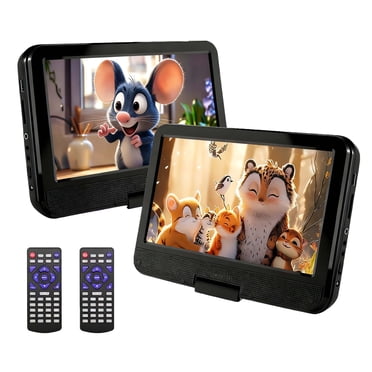 BOIFUN Lecteur DVD Portable 12,5 Pouces avec Écran HD Pivotant 10,5 Pouces pour Voiture et Enfants, Batterie Rechargeable 5 H, Prend en Charge Plusieurs Formats de Disques/téléviseur Synchronisé, Lot de 2