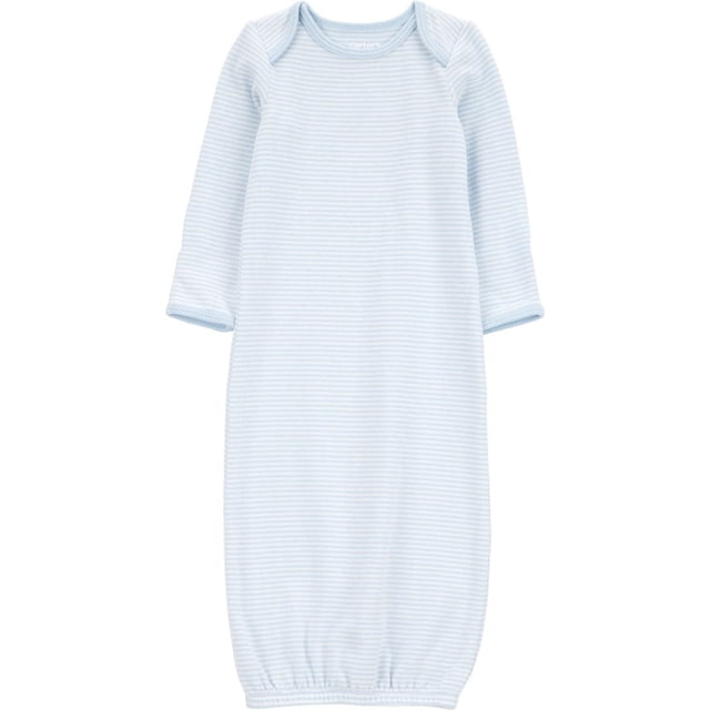 Carter's Child of Mine Robe pour Bébé Garçon à Rayures Bleues avec Rayures Horizontales Bleu Pâle et Blanc, Manches Longues, Tissu jersey Peluche, Coupe Extensible, Poignets Élastiques et Ourlet Inférieur, et Chevauchement des Épaules pour un Habillage Facile, Tailles pour Nouveau-Né à 0-3 Mois et Certifié OEKO-TEX.