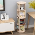 thumbnail image 3 of TOYTEXX 4-Tier Rotating Bookshelf, 360° Solid Wood Stackable Organizer for Home & Office - Beige, Age 3+, 3 of 4