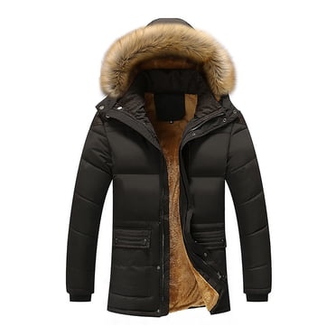 Babysbule Mens Winter Coats Clearance Men's Winter Thickened Plus Size Padded Windproof Warm Cotton Padded Coat