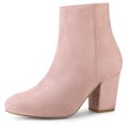 thumbnail image 1 of Unique Bargains Women's Side Zipper Block Heel Ankle Boots, 1 of 6