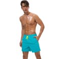 thumbnail image 1 of pitrice Men Beach Shorts Quick Dry Running Trousers Sports Bodybuilding Training Pants Solid Color Lace Up Sweatpants Light blue L, 1 of 6