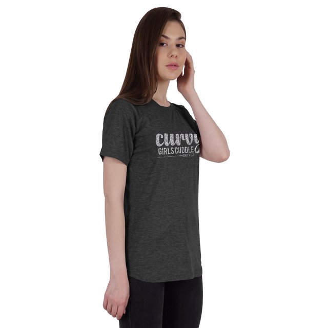 Inkmeso Womens Quote Top Curvy Girls Cuddle Better Graphic Print Tee T-Shirt