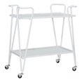 thumbnail image 1 of Linon Mia Metal and Mirrored Mid Century 2 Level Rolling Bar Cart in White, 1 of 16