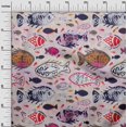 thumbnail image 3 of oneOone Viscose Jersey Fuschia Pink Fabric Asian Block Fish Craft Projects Decor Fabric Printed By The Yard 60 Inch Wide, 3 of 4