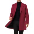 thumbnail image 1 of INSPIRE CHIC Men's Coat Notched Lapel Single Breasted Mid-Weight Long Sleeve Coat L Burgundy, 1 of 7