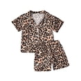 thumbnail image 1 of Fortune Boy Girl Pajamas Set Leopard Print Long/Short Sleeve Tops+Shorts/Pants, 1 of 6