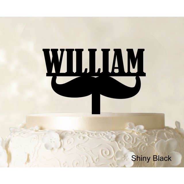 Custom Name Cake Topper Personalized Shiny Black Cake Topper Color Option Available 5-7 Inches Wide