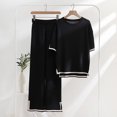 thumbnail image 1 of TIMIFIS Sweater Sets Women 2 Piece Lounge Sets Short Sleeve Knit Pullover Tops Wide Leg Pants-BlackFall/Winter, 1 of 3