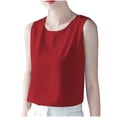 thumbnail image 2 of JDQJBZ Basic Undershirt Tanks Women's Plus Size Tank Tops Solid Color Round Neck Loose Pullover Sleeveless Shirt, 2 of 4
