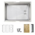 thumbnail image 1 of Stylish Undermount 25" Stainless Steel Single Bowl Workstation Kitchen Sink with 4 accs S-612W, 1 of 17