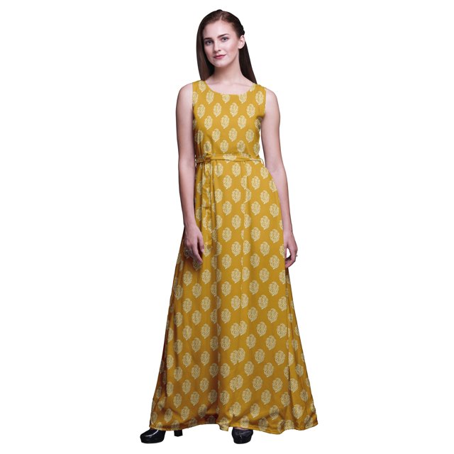 Bimba Bloc Femmes Col Rond Sans Manches Long Débardeur Décontracté Maxi Robe Imprimée-Xx-Grand