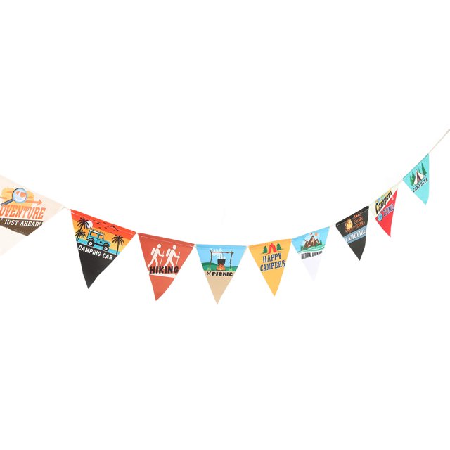 Camping Flag Strip, Outdoor Colorful Banner Free Cutting Cloth Bunting 10pcs Flags For Party