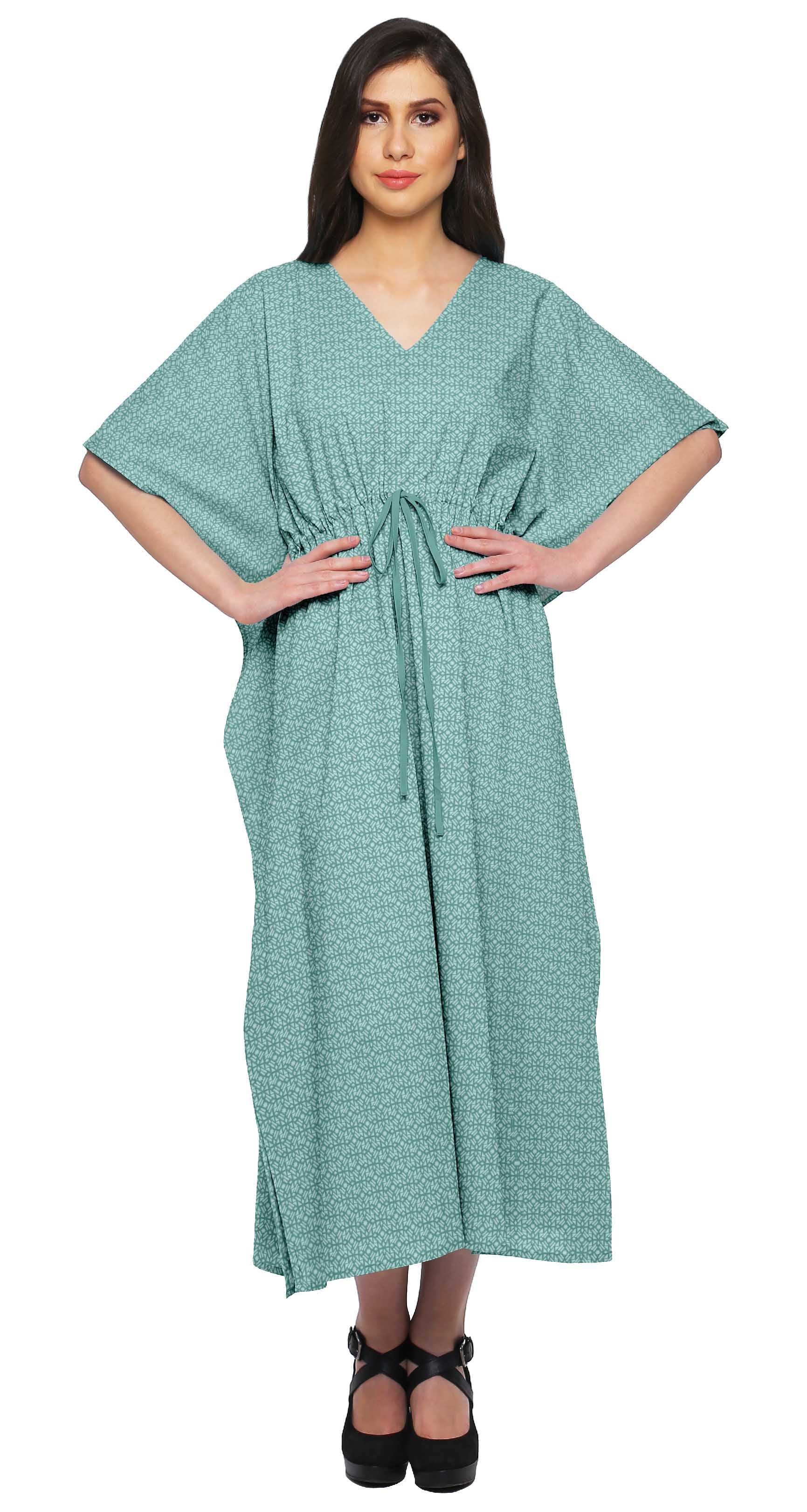 Moomaya Caftan pour Femmes Grande Taille Tenue d'Été Sortie de Plage Kimono Robe Caftan - L-XL