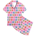 thumbnail image 1 of MIASHUI Girls Pajamas Set Flower Pattern Button-Down Sleepwear 2 Piece Nightwear,Pink,6-7 Years, 1 of 4