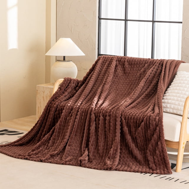 Imitation Rabbit Fleece Blanket,Double Layer,Thickened Solid Color,Office Nap Blanket,Comfortable,Home Decor,Warmth,Softness,Hot Weather,PENDANE,Coffee