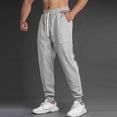 thumbnail image 4 of Ceisia Men Solid Color Loose Casual Pants Elastic Waist Drawstring Sports Gift Work Trousers, 4 of 9