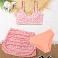 thumbnail image 2 of MIASHUI 3 Piece Girls Bathing Suits Leaf Flower Printed Bikini Set with Skirt Cover Up,Orange,8-9 Years, 2 of 6