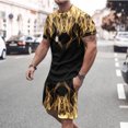 thumbnail image 2 of Men Print Short Sleeves Casual Beach Short Sleeve Round-Neck Blouses & Sets, 2 of 5