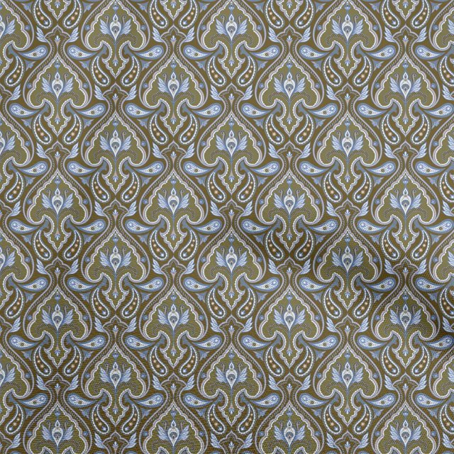 oneOone Velvet Dark Olive Green Fabric Asian Block Craft Projects Decor Fabric Printed By The Yard 58 Inch Wide