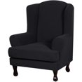 thumbnail image 1 of Stretch Wing Chair Cover Jacquard Spandex Stretch Slipcovers for Wingback Chairs, Slip Resistant Stylish Wingback Chair Cover 2 Piece with Elastic Bottom, Machine Washable - Black, 1 of 7