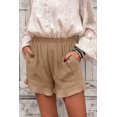thumbnail image 4 of Women's Khaki Linen Cotton Pocketed Flutter Shorts, 4 of 13