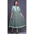 thumbnail image 2 of Bimba Robe Anarkali Imprimée à Blocs Feuilles Bleues et Fleurs Kurti Longue pour Femmes Indienne Ligne A Haut Décontracté Tunique -Grand, 2 of 5