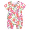 thumbnail image 1 of MIASHUI Summer Baby Short Sleeve Bodysuit Print Double Zipper Crawl Suit,Pink,3-6 Months, 1 of 3