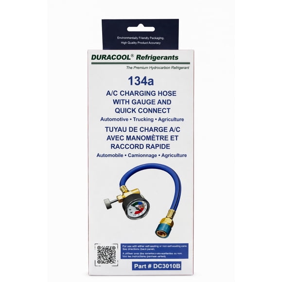 Duracool 134a Tuyau de Charge avec Robinet pour Bouteille, Manometre et Raccord Rapide