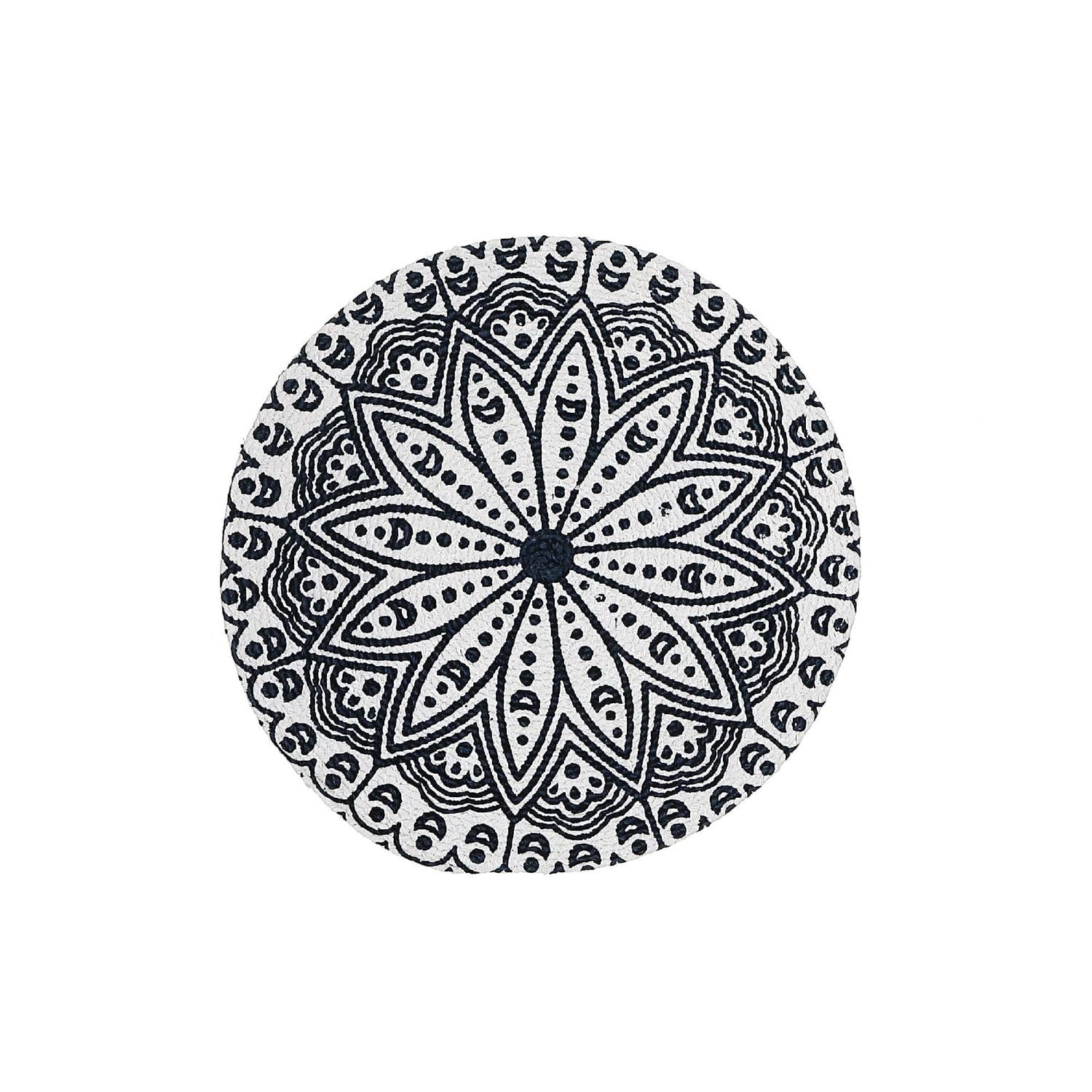 IH Casa Decor Imprimé Rond Cotton Corde Placemat Blue Mandala - Ensemble De 12