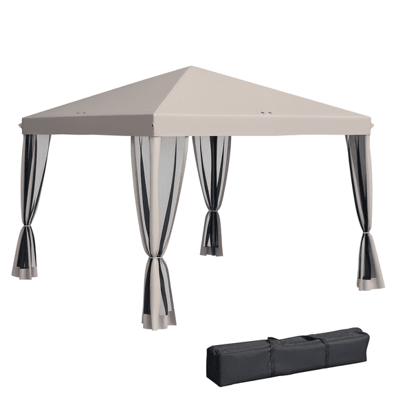 Outsunny 10' x 10' Pop Up Canopy Tent Gazebo with Removable Mesh Sidewall