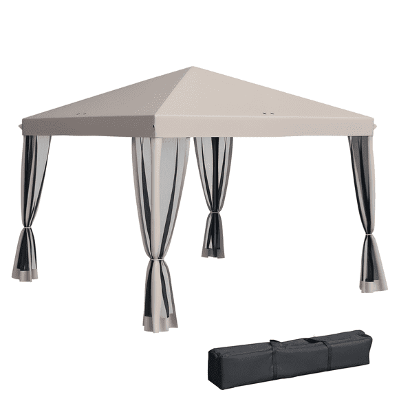 Outsunny 10' x 10' Pop Up Canopy Tent Gazebo with Removable Mesh Sidewall