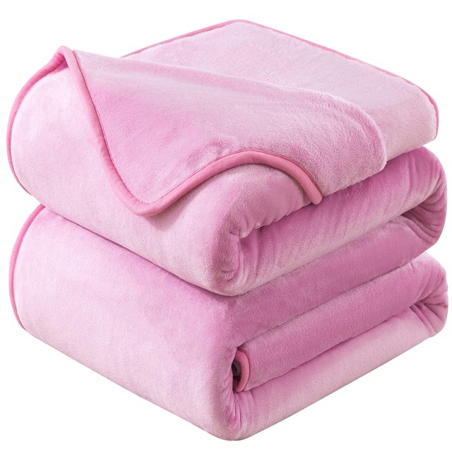 Flannel Fleece King Size Summer Blanket All Season 350GSM Lightweight Throw for The Bed Extra Soft Brush Fabric Winter Warm Sofa Blanket 90" x 108"(Pink King)