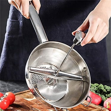 Stainless Food Mill for Pureeing Vegetables, Tomatoes & Soups - Durable Kitchen Tool for Homemade Baby Food & Sauces - Ergonomic Non-Slip Design Silver
