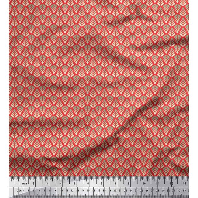 Soimoi Georgette Viscose Fabric Leaves Small Print Sewing Fabric Yard 42 Inch Wide