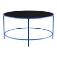 thumbnail image 3 of Furniture of America Rockbel Table Basse Ronde Contemporaine à Dessus en Verre, Bleu, 3 of 6