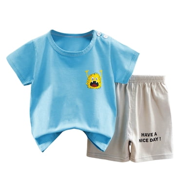 Ketyyh-chn99 Infant Baby Boy Summer Clothes Toddler Toddler Baby Boy Clothes For Boys Cute Summer Short Sleeve T Shirt Tops Shorts Clothes Sets Baby Boy Outfits Size for 18-24 Months,Sky Blue