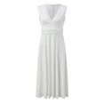 thumbnail image 4 of B91xZ Bodycon Robes pour les Femmes Sans Manches Côté Fente Fusée Mini Robes, Blanc XL, 4 of 5