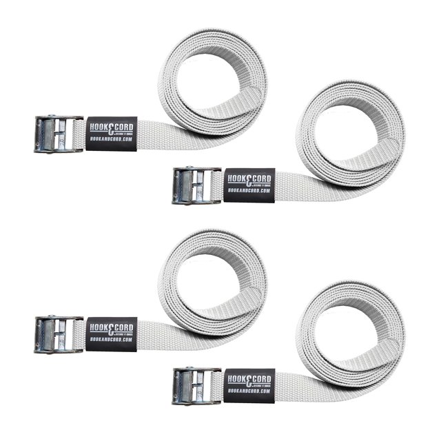 Boucles de Sangles - Sangles d'Arrimage à Serrage, cAM cargo Utilitaires - 1 Sangle Grand Robuste (72 cAM - Lot de 4, Blanc)