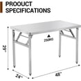 thumbnail image 2 of Commercial-Worktable Folding Workstation Stainless-Steel Heavy-Duty 48 x 24 Inch with 220 lbs Load, Silver Stainless Steel Kitchen Island,Kitchen Work Table, 2 of 7