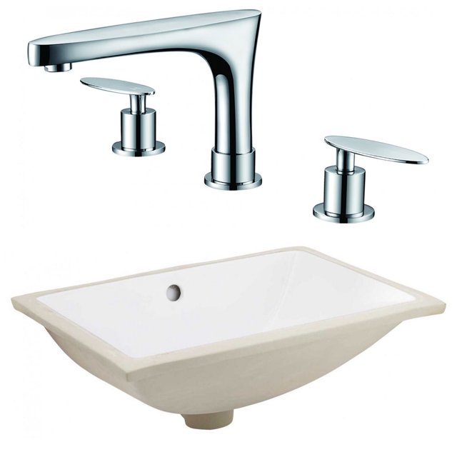 20.75-in. W CSA Rectangle Bathroom Undermount Sink Set In White - Chrome Hardware AI-23097