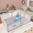 thumbnail image 4 of Gymax Large Baby Playpen Kids Play Yard Activity Center 81'' x 57.5'' Whale Pattern, 4 of 9
