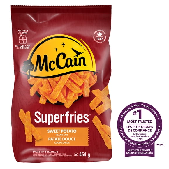 Frites de patate douce Superfriesᴹᴰ McCainᴹᴰ, coupe large 454g