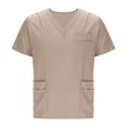 thumbnail image 5 of JDQJBZ Unisex Solid Color V Neck Pocket Top Short Sleeve Casual Work Shirt, 5 of 5