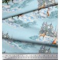 thumbnail image 2 of Soimoi Green Moss Georgette Fabric Animals & Pine Tree Decor Fabric Printed Yard 42 Inch Wide, 2 of 5
