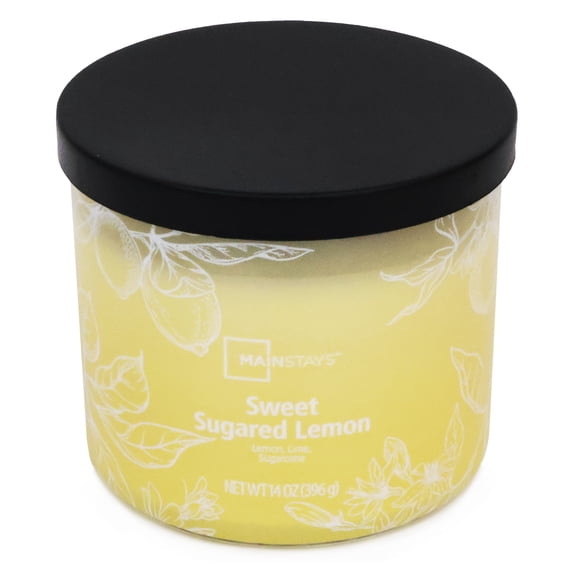 Mainstays 3-Wick Textured Wrapped Sweet Sugared Lemon Scented Candle, 14 oz