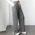 thumbnail image 3 of fatyb Womens Casual Ribbed Knit Pants Wide Leg Lounge Pants with Pockets Drawstring Loose Comfy Trousers, 3 of 7