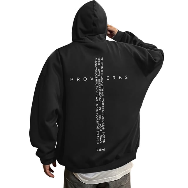 Chandail à Capuchon Rétro pour Hommes avec Verset Graphique, Tenue Décontractée Inspirante pour Croyants, Chandail Confortable à Enfiler